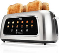 4 Slice Toaster with Touch Screen Control 1.5 Wide Long Slots 6 Browning Levels &amp 6 Bread Types Digital Timer Memory Defrost Reheat (SILVERY)