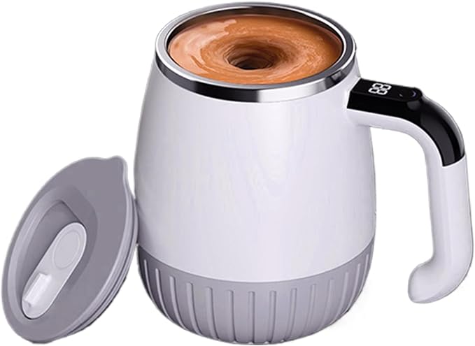 Self Stirring Coffee Mug - Mixing Blending Tumbler with Lid | Automatic Magnetic Stirring Coffee Cup for Milk Tea Beverage Chocolate Cafe Kitchen Desk Camping Travel