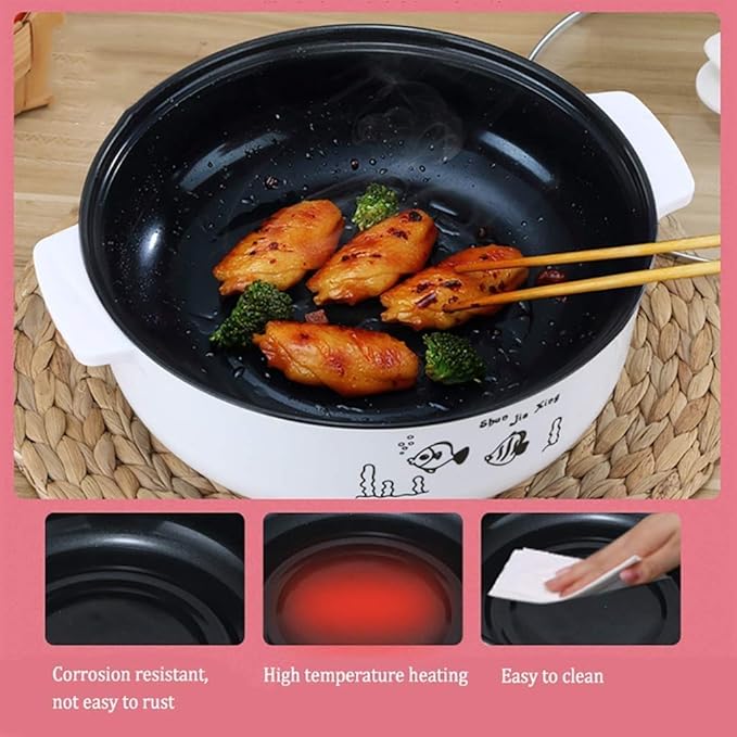Cooking Pot Non-Stick Anti-Scratch Pan Electric Cooker-Multifunction Electric Cooker Skillet Wok Electric Hot Pot For Cook(M)