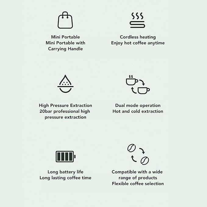 Portable Espresso Maker 20Bar Self Heating Portable Electric Espresso Machine Travel Coffee Maker Cordless Single Serve Small Handheld Coffee Machine for Capsule &amp Ground Coffe