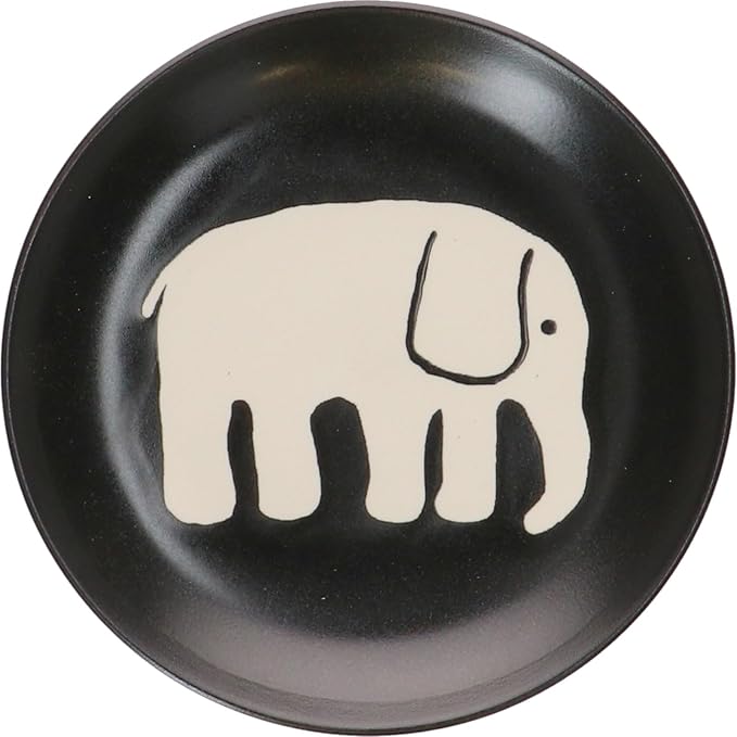 Finlayson FIN143-255 Elephanty Pattern Medium Plate Plate Diameter 5.5 inches (14 cm) Miscellaneous Goods Scandinavian Tableware Women's Present Mother's Day Black Made in Japan