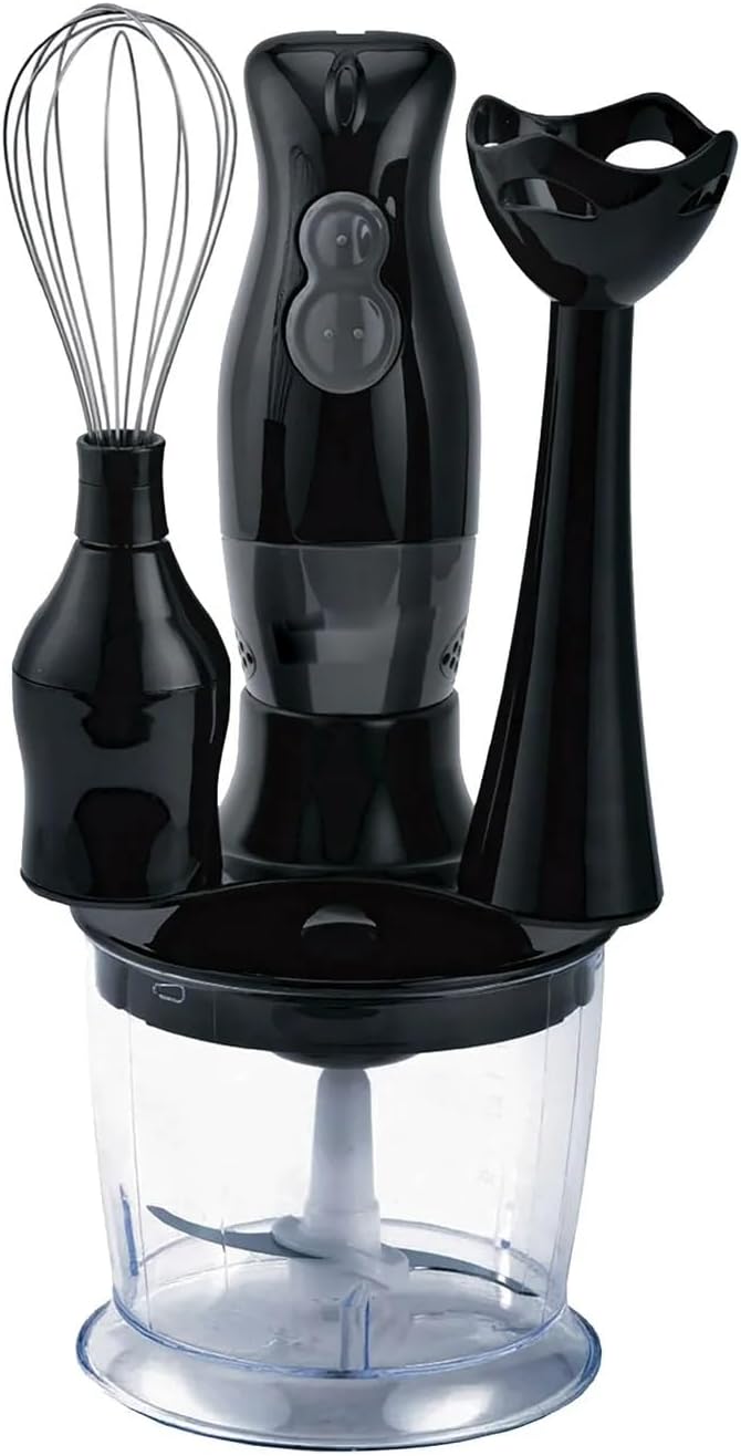2-Speed Hand Blender And Food Processor With Balloon Whisk (Black)
