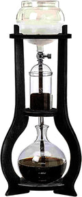 Iced Coffee Cold Brew Drip Tower Coffee Maker Wooden 6-8 cup for Making Delicious Cold Extracted Coffee At Home In Shops Cafes And Offices（Grey Clear）