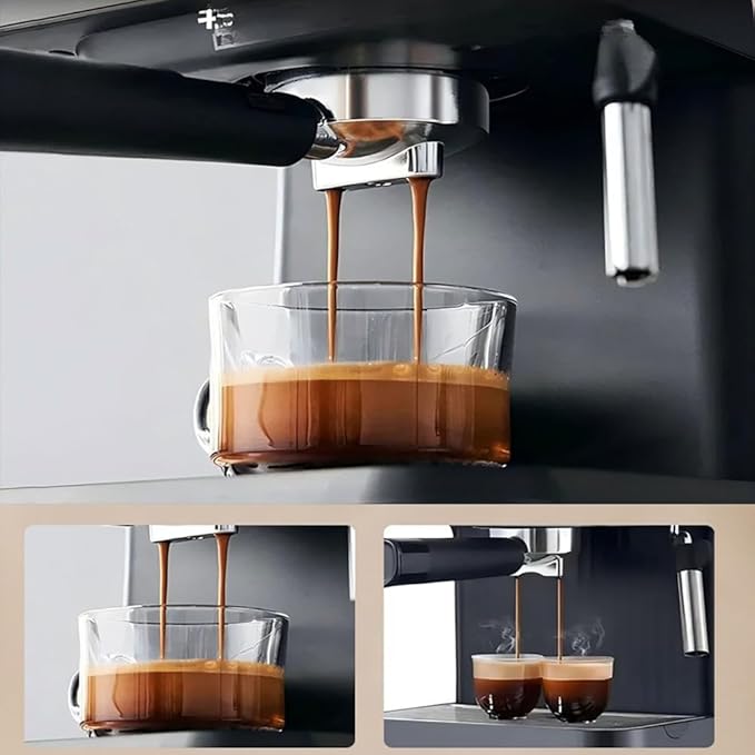 Espresso Coffee Machine Semi-Automatic Coffee Maker Machine Professional Espresso Maker with LED Touch Screen Touch Control Removable Water Tank for Home