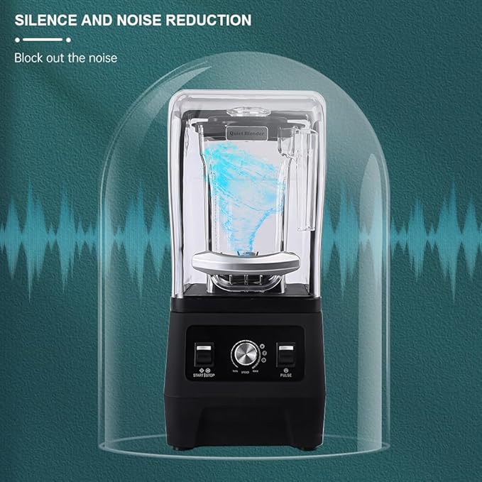 Professional Commercial Quiet Blender with Shield Quiet Sound Enclosure for Shakes and Smoothies