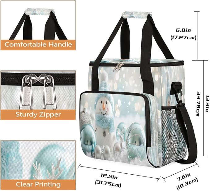 Christmas (743) Coffee Maker Carring Bag Travel Carrying Storage Tote Bag Compatible with Keurig K-Mini or K-Mini Plus Portable Single Serve Coffee Brewer Case with Pockets for K-cup Pods