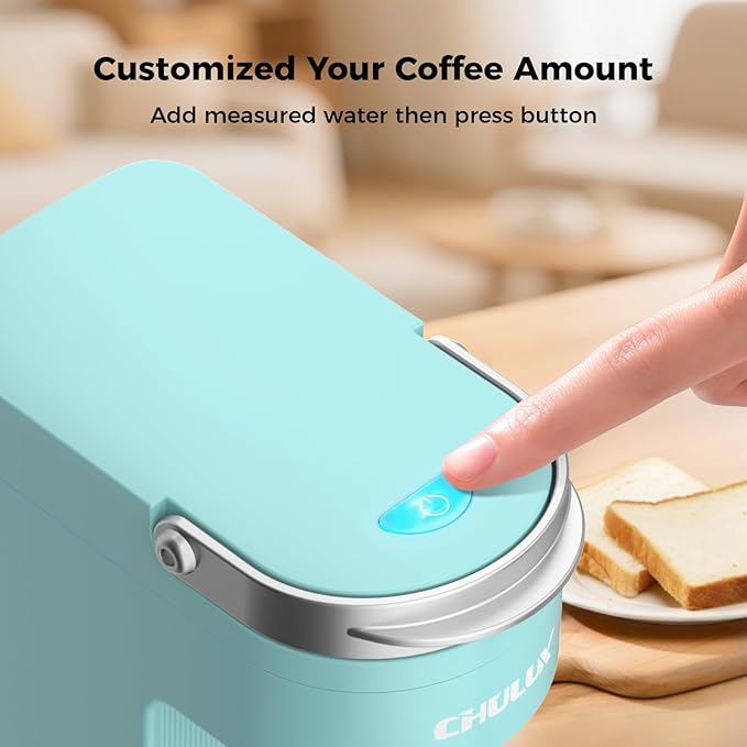 CHULUX Slim Single Serve Coffee Maker Lightweight K-pod Coffee Machine for Travel &amp Home Cyan