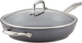 Anolon Accolade Forged Hard Anodized Nonstick Deep Frying Pan / Skillet with Helper Handle and Lid 12 Inch - Moonstone Gray