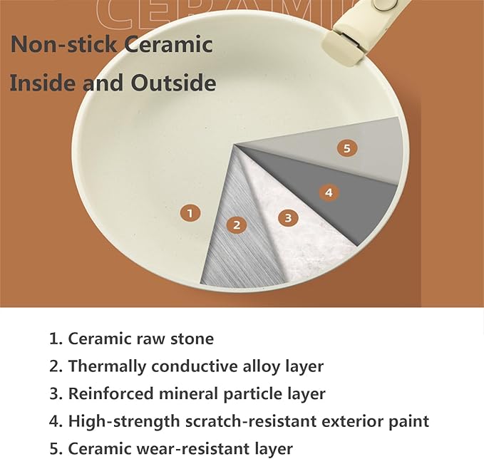 9pcs Cooking Pots and Pans Set Ceramic Non Stick Kitchen Cookware Sets Induction with Removable Handle Kitchen Cookware Set Dishwasher Safe with Visual Lid Oven Safe PFAS/PFOA Free