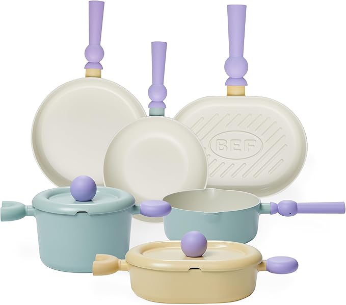 Neoflam Better Finger Cookware Set - All in One 8-Piece Non-Stick Ceramic Coated Pots and Pans