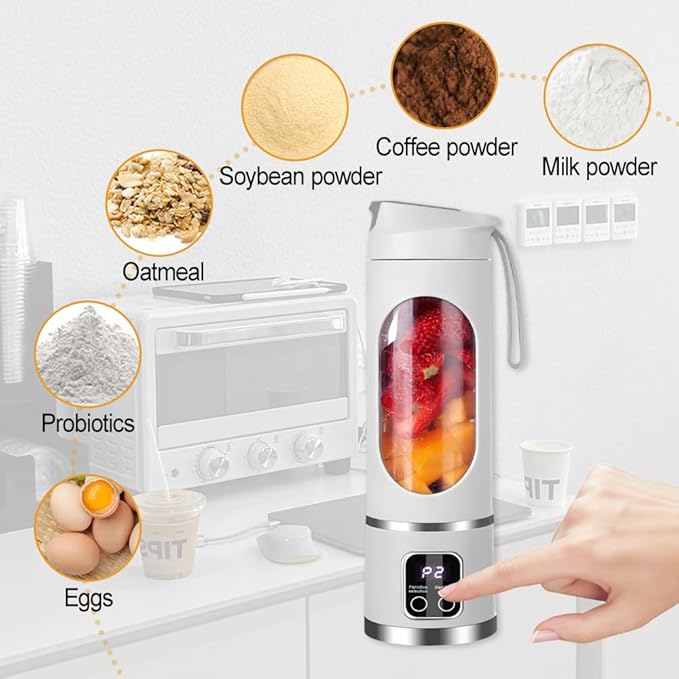 Portable Blender Cup450ml Smoothies Shakes Maker with 12 Sharp Blades &amp 1500mAh Lithium Battery for Kitchen Travel Office Sport Gym Camping