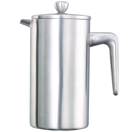 Service Ideas PDWSA800BS Double Wall Coffee Press Stainless Steel Brushed 27 oz.