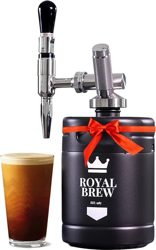 The Original Royal Brew Nitro Cold Brew Coffee Maker - Gift for Coffee Lovers - 64 oz Home Keg Nitrogen Gas System Coffee Dispenser Kit