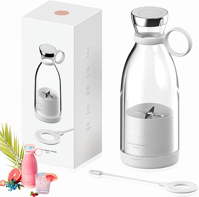 Portable Blender for Smoothies Personal Small Smoothie Blender with 11.83 Oz/350ml for Shakes and Smoothies Durable Stainless Steel Blades Magnetic Charging Convenient (White)