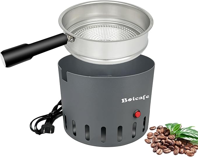 Coffee Bean Cooler Electronic Bean Cooling Machine with 304 Stainless Steel Mesh Two Layers 1.3lb Big Capacity Household Roasting (1 Layer with Handle)