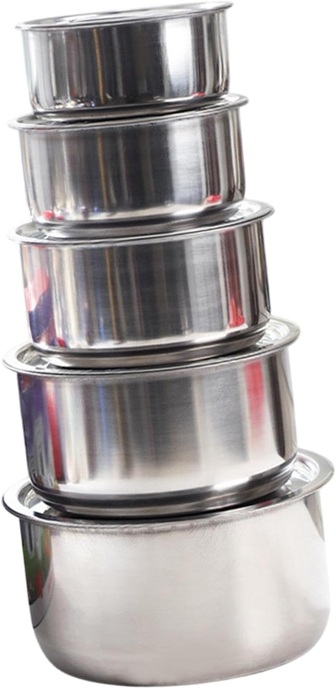 5Pcs Stainless Steel Sauce Pots with Lid Professional Cooking Tools Cookware Kitchen Accessories Kitchenware Stew Pot Set Style B