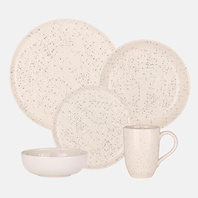 Oxford Contempo Vanilla Stoneware 20 Piece Dinnerware Set Service for 4