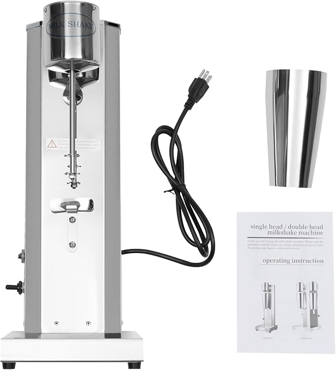 Milkshake Maker Electric Drink Mixer 22 Ounces Stainless Steel Juice Mixer Speed Adjustable with Mixing Cup for Milk Tea Stores Cafes Restaurants