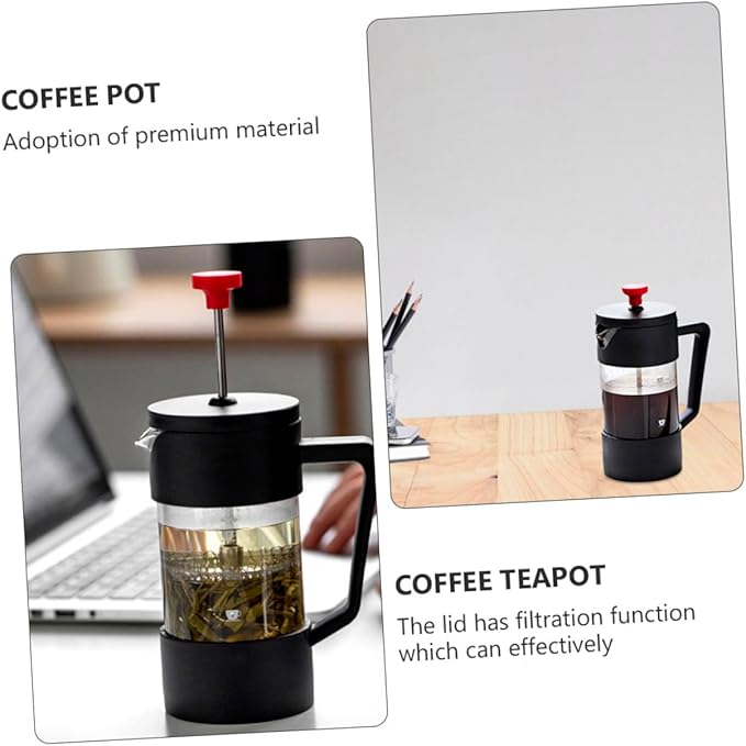 VALICLUD 350ml Manual Press Coffee Maker Heat-resistant Glass Coffee Pot Stainless Steel Filter Suitable for Home Brewing and Tea Brewing