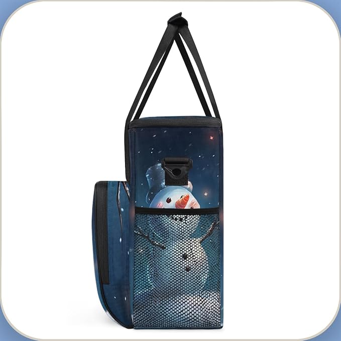 Christmas Snowman Coffee Maker Carrying Bag Dreamy Snowman Travel Storage Bag Compatible with K-Mini or K-Mini Plus Single Serve Coffee Brewer Carrying Case with Multiple Pockets &amp Shoulder Stra