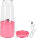 Portable Blender 500ML USB Rechargeable Mixers Fresh Fruit Juicers Bottle Shape Mini Electric Blender Strong Cutting Power with 4 Blades for Home Sport Office Campin (Pink)