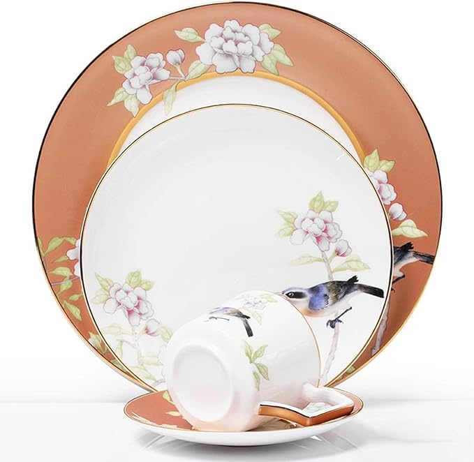 24-piece dishes set for 6 bone china dinnerware set porcelain dinnerware set hotel family gathering banquet wedding present for wife and grandmother (set for 6)