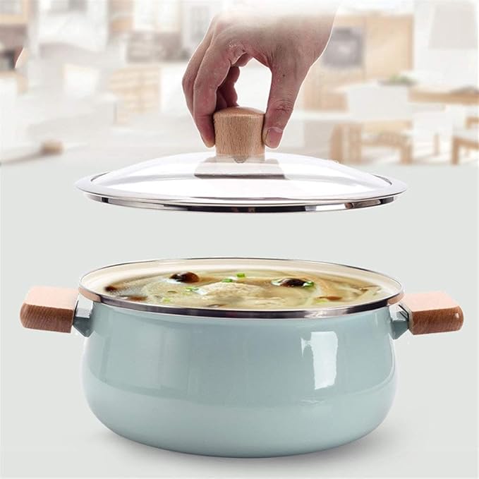 Induction Pans cookware set 3 Pieces Ceramics Cookware Set Cooking Utensils Suitable For Gas Stove Induction Cooker Cool Handles (Color : Blue Size (Blue AS PICTURE)