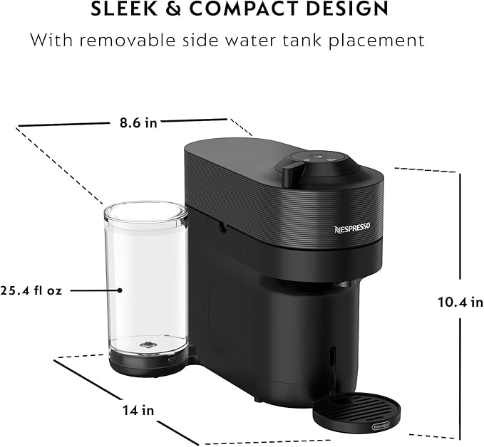 Nespresso Vertuo Pop+ Coffee and Espresso Machine by De'Longhi with Aeroccino Milk Frother Liquorice Black Capsules Vertuo Line