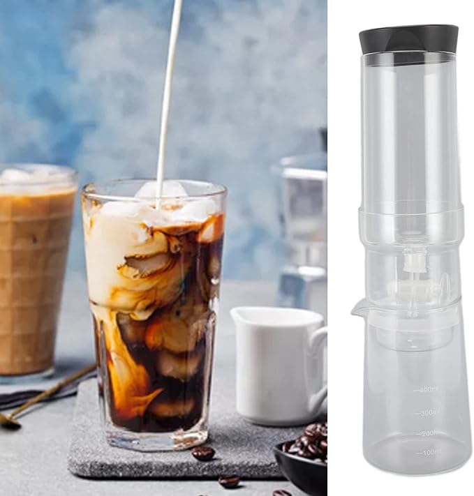 400ml Reusable High Borosilicate Glass Coffee Drip Pot Transparent Ice Coffee Dripper Adjustable Cold Brew Coffee Maker with Detachable Design for