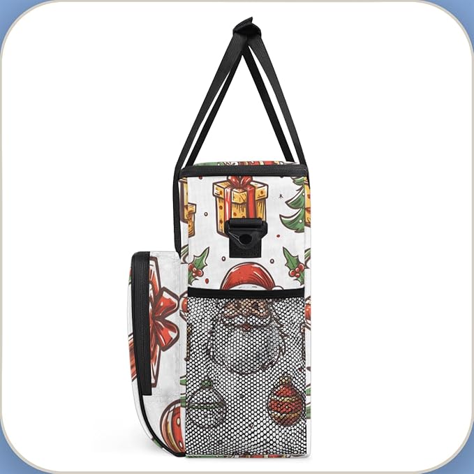 Glitter Santa Claus Coffee Maker Carrying Bag Portable Travel Storage Tote Bag Compatible with K-Mini or K-Mini Plus Single Serve Coffee Brewer Carrying Case with Multiple Pockets &amp Shoulder Str