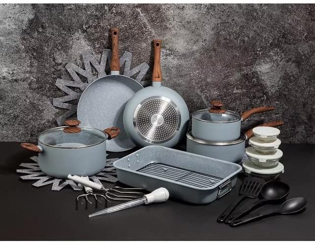 Pluto 28-Pc. Nonstick Aluminum Cookware Set - Navy