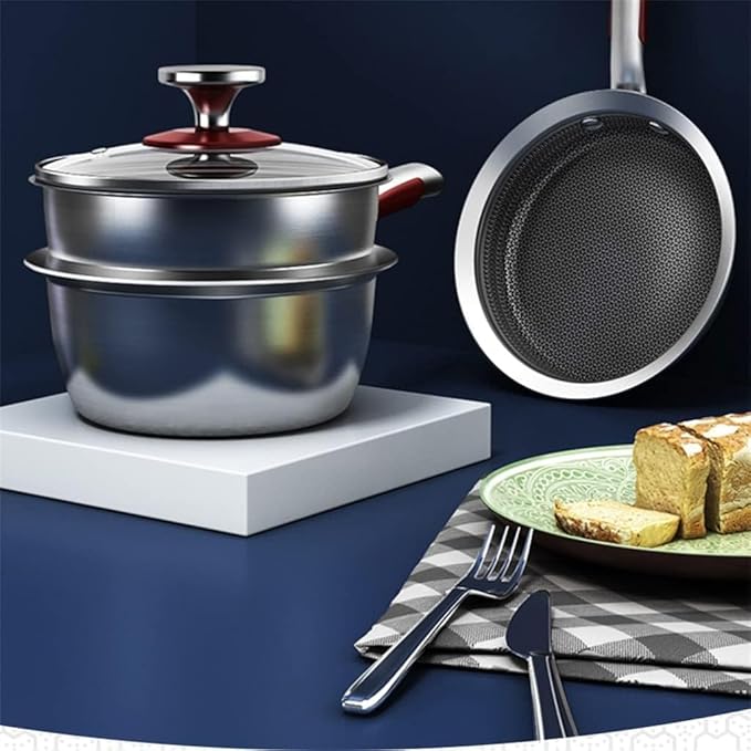 Cookware Cooking Pots Cookware Set Breakfast Pot for Kitchen Frying Pan Milk Pan Stainless Steel Non Stick Cookware Set Kitchen Saucepan Set