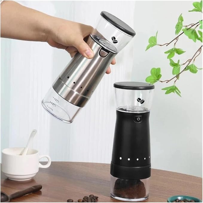 Portable Coffee Machine Electric Coffee Grinder USB Rechargeable Household Stainless Steel Manual Coffee Grinder Coffee Bean Grinderfor Outdoor Travel Picnic(White)