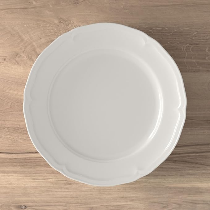 Villeroy &amp Boch Manoir Collection 18-Piece Dinnerware Set Plates &amp Bowls Premium Porcelain Made in Germany Dishwasher &amp Microwave Safe Rich Creamy White
