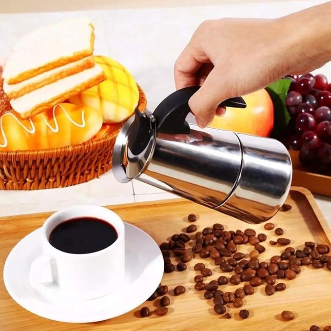 kkhouse Stainless Steel Coffee Pot Mocha Espresso Latte Percolator Stove Coffee Maker Pot Percolator Drink Tool Cafetiere Latte Stovetop (600ml)