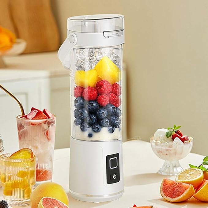 2-in-1 Electric Juicer Cup 16 Oz. Portable Electric Blender with Leak Proof Lid and Easy Sip Spout Perfect for Smoothies Cordless USB-C Rechargeable Dishwasher Safe Parts