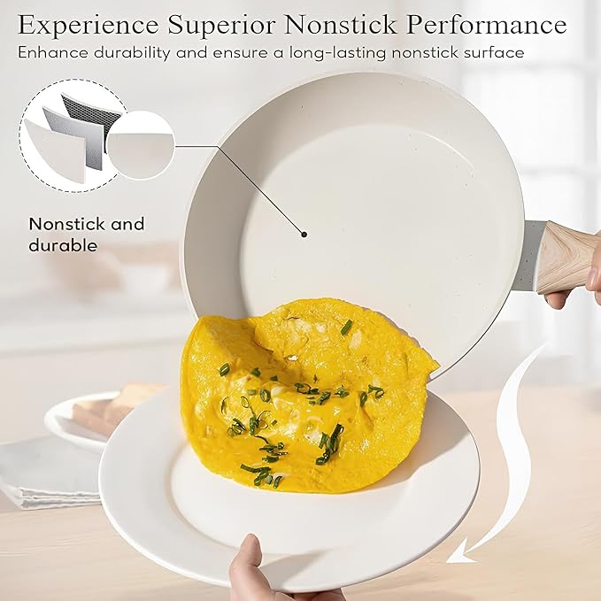 White13 Pieces Pots and Pans Set Nonstick Cookware Set Granite Cooking Set Kitchen Induction Cookware with Frying Pans Saucepans Steamer Silicone Tools Set