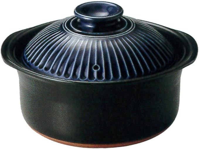 54-96171/2-981152 Rice Pot Blue 3 Cups 8.9 x 6.1 inches (22.5 x 15.5 cm) 1700 cc For Direct Heat Rice Cooking Rice Earthenware