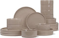Famiware Nebula Plates and Bowls Sets Dinnerware Sets Dishes Set for 8 8-Set(24pcs) Cinnamon Brown