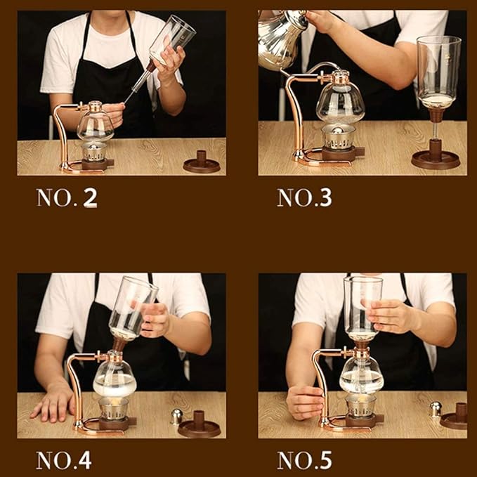 Coffee machine manual coffee pot siphon household siphon pot set glass coffee machine coffee machine manual grinder(E)