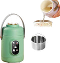 Multifunctional Health Pot Portable 500W Health Pot with Ceramic Glaze Inner Pot &amp Steamer 12-Hour Preset Slow Cooker for Rice Porridge Soup Steaming (C-Green)
