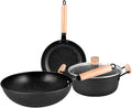 3PCS Cookware Set Wok Frying Pan Saucepan with Lid Pots Pans Set Maifan Stone Nonstick Egg Pan Cooking Tools