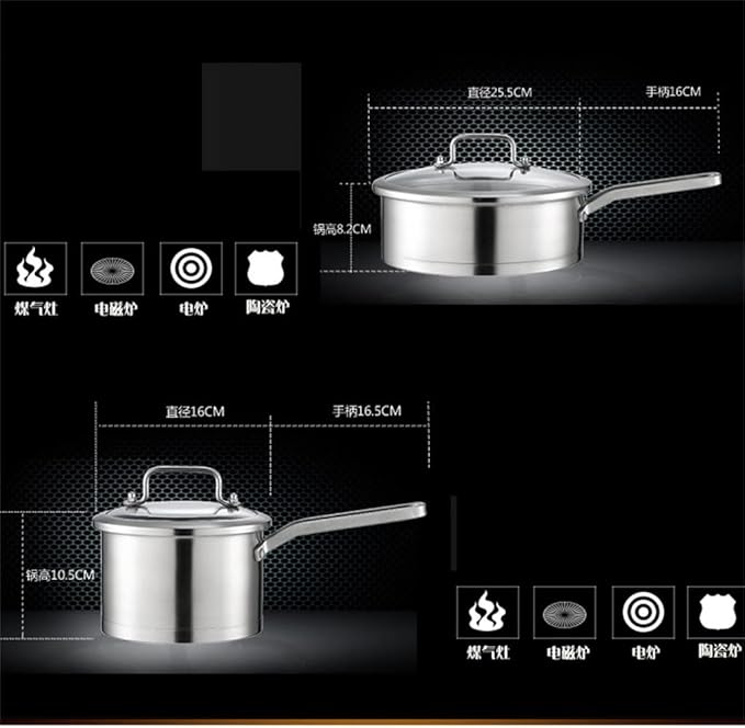 Pots and Pans Sets Frying Pan3 Cookware 6 Pieces Stainless Steel Cookware Cooking Casserole Set Set Milk Pan Wok Home Kitchen