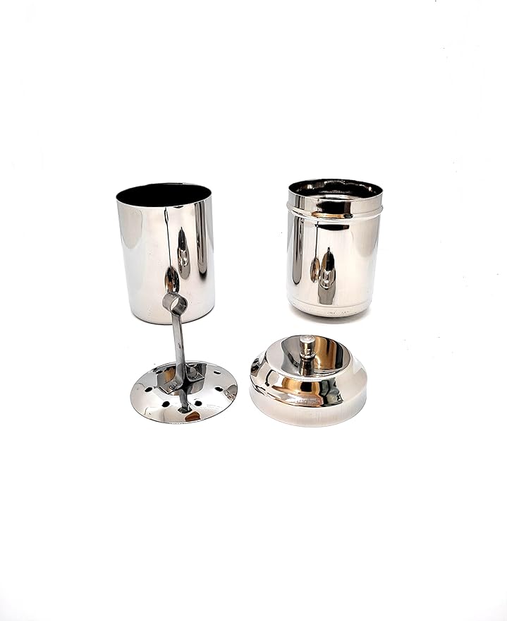 KERAM south indian drip coffee maker (300 ml) 10.14 Oz small -permanent/reusable phin filter 4-5 serving cup coffee sock made of metal SS 304 for camping manual decoction dripper makers with 2 mitten