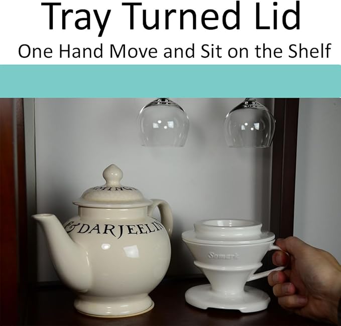 Pour over Coffee Dripper Set V Shape Size 2 Fine Ceramic Dripper + Drip Tray
