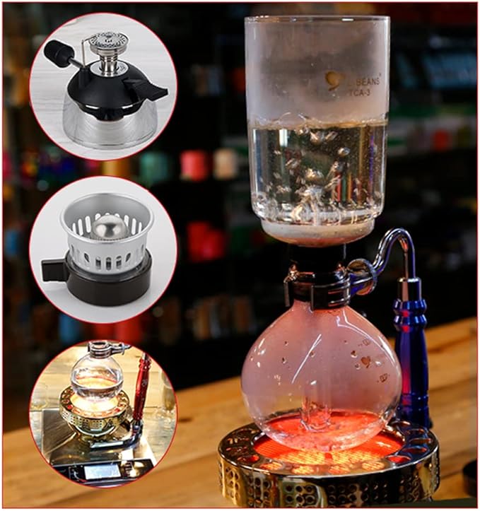 JITEM Cafetera Syphon Coffee Maker Manual Retro Vacuum Glass Siphon Pot Percolators 3 Cups Glass Tabletop Siphon Coffee Maker for Coffee or Tea