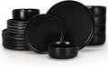 HaWare Stoneware Dinnerware Sets 18-Piece Plates and Bowls Set for 6 Dishes Set for Home Restaurant Frosting Black