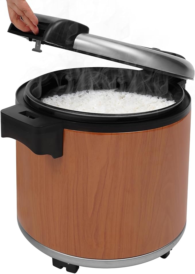 6 Gal Heavy Duty Rice Warmer 110V Electric Rice Warmer (Not Rice Cooker) with Rice Spoon Stainless Steel Food Warmer for Restaurant Party Family (Wood Type B)