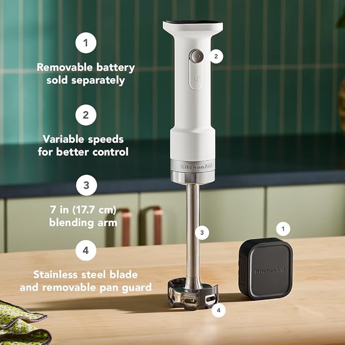 KitchenAid Go™ Cordless Hand Blender - battery sold separately KHBRV00 Porcelain White
