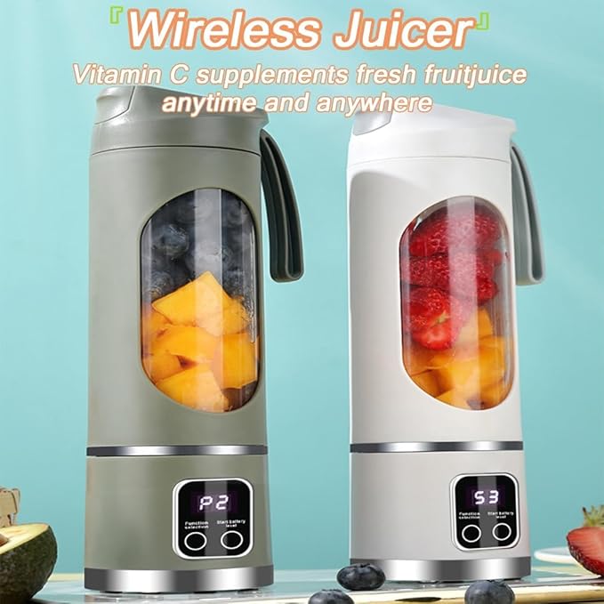 Digital Display Juicer - Smart LED Display 450ml/15.2oz Juicer Shakes and Smoothies Blender with Leakproof Lid Personal Blenders for Home &amp Travel Shakes &amp Baby Food (Green)